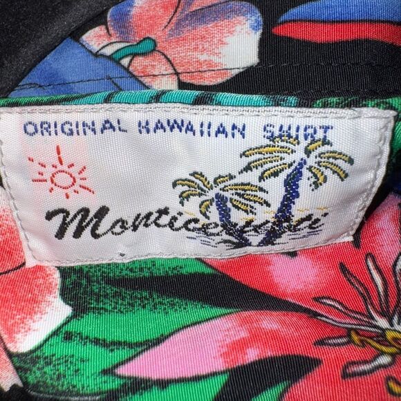 Men’s Vintage Original Hawaiian Shirt by Monticerutti Tropical Parrot Print sz M - Picture 10 of 11